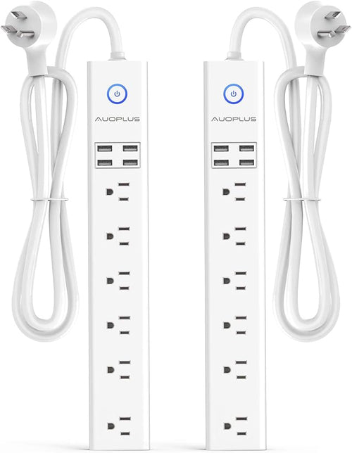 2 Pack Power Strip Surge Protector Flat Plug by AUOPLUSOFFICIAL
