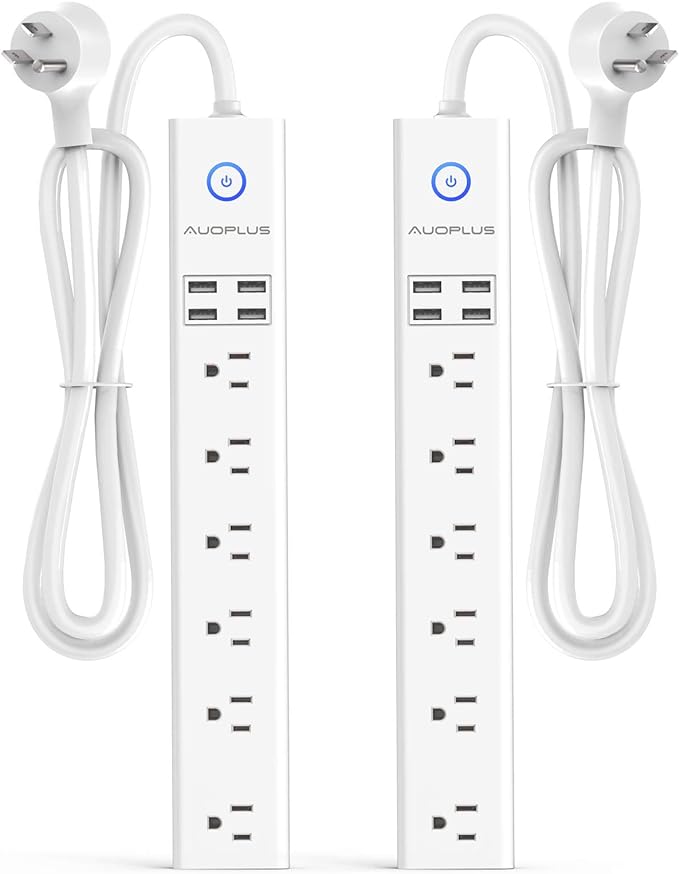 2 Pack Surge Protector Power Strip - 10FT Long Extension Cord by AUOPLUSOFFICIAL