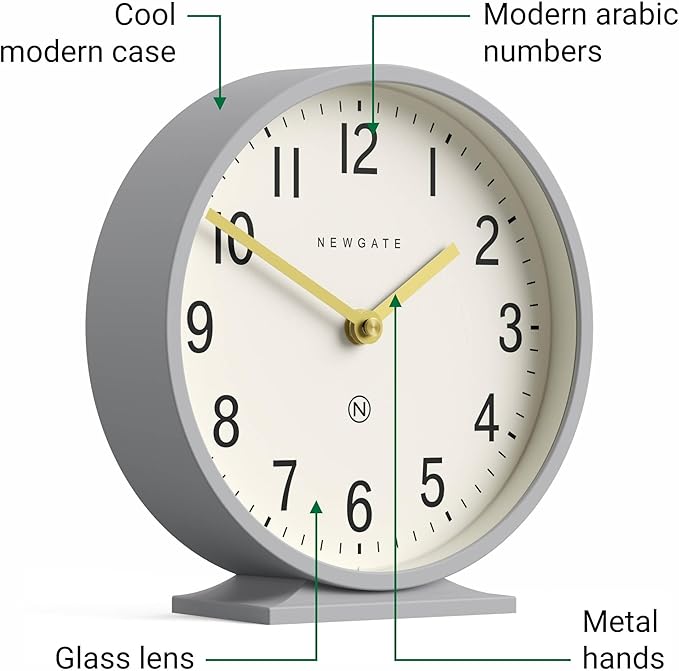 NEWGATE® Q Mantel Clock | Modern Classic Round Mantel Clock | Clockwork Gray | - Image 8