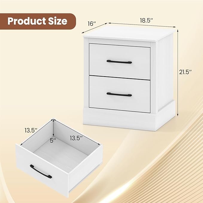 Giantex Modern Nightstand, Wood Bedside Table - Image 3