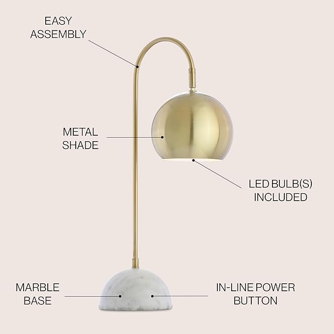 JONATHAN Y JYL6000A 23.5" Modern Brass and Marble Table Lamp, Contemporary Task - Image 2