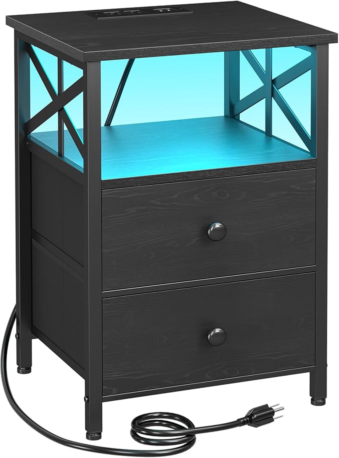 AMHANCIBLE Nightstand with Fast Charging Station, End Table Living Room with by AMHANCIBLE
