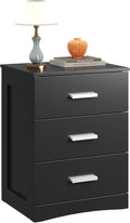 WLIVE Black Night Stand with 3 Drawers, Small Wooden Nightstand, Bed Side Table by WLIVE
