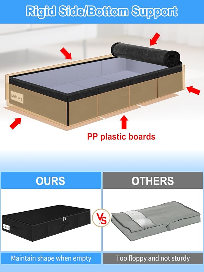 Under Bed Storage Bags with Zipper, 7 Inch Tall Underbed Storage Containers - Image 2