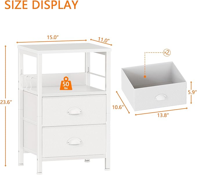Furologee Nightstands Set of 2, End Table - Image 3