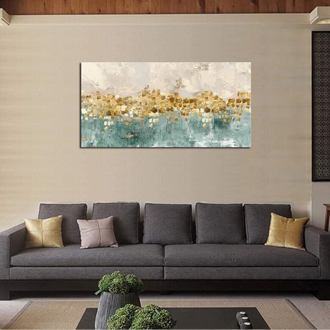 DZL Art A74650 brown And blue Abstract Painting Modern Decor Wall Art Tan color - Image 5