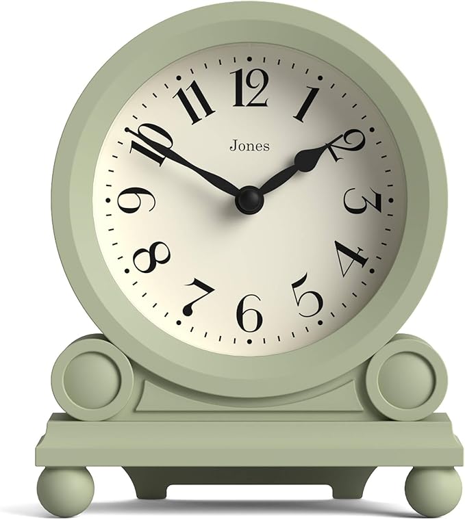 JONES CLOCKS® Maida Vale Mantel Clock | Small Traditional Desk Clock | Sage by JONESCLOCKS