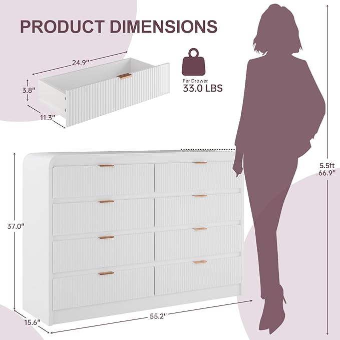 FURSUN Fluted 8 Drawers Dresser - Image 2
