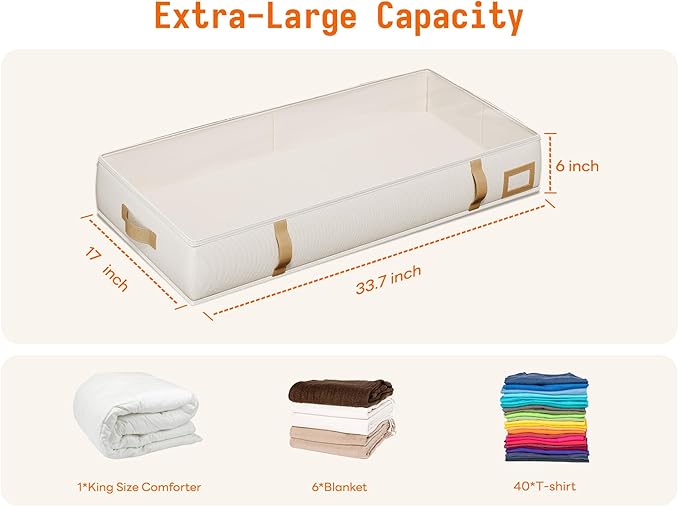 Vailando Under Bed Storage Containers, 6 Inches Tall 60L Underbed Storage Bins - Image 3