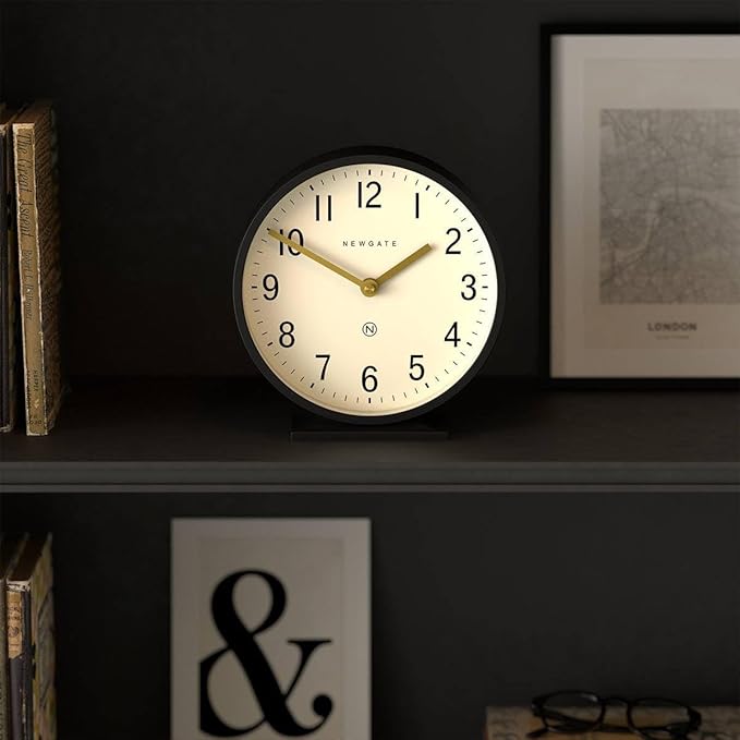 NEWGATE® Q Mantel Clock | Modern Classic Round Mantel Clock | Black | - Image 3