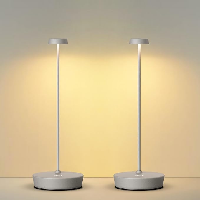 Cordless LED Table Lamp，Rechargeable Battery Desk Lamps, 3 Color Stepless by SIKEVHT