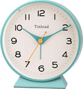 4.5" Battery Operated Retro Analog Alarm Clock, Small Silent Bedside Desk Clock by Tinload
