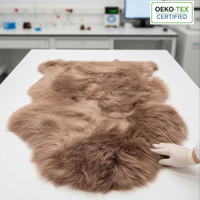 Super Area Rugs Buff Tan Sheepskin Rug Genuine Single 2x3ft Pelt Fluffy Fur - Image 9