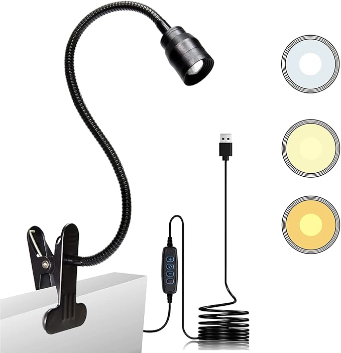 Zoomable LED Reading Lights for Bed Headboard, Clip on Spotlight Lamp for Desk by YMCRLUX