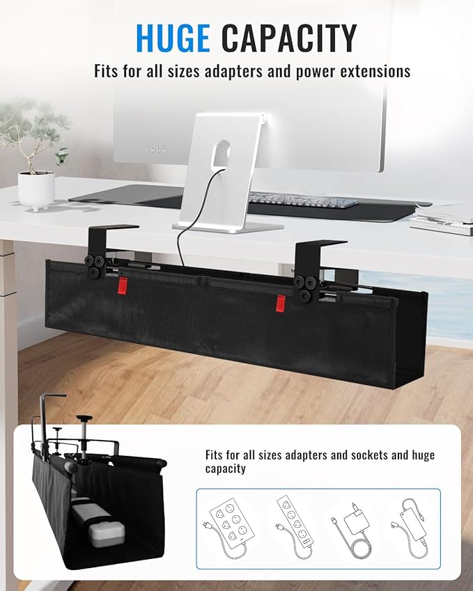 36" No Drill Under Desk Cable Management Tray - Image 5
