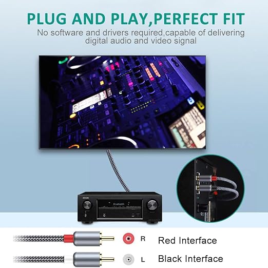 RCA Cable, Goalfish 2RCA Male to 2RCA Male Stereo Audio Cables【2-Pack/4ft - Image 3