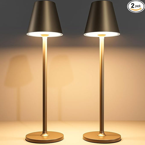 2 Pack LED CordlessTable Lamp, 4000mAh Rechargeable Battery Desk lamp, 3 Level by Timjorman