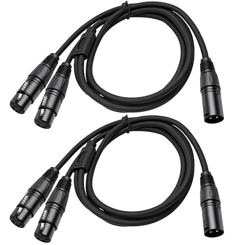 2 Pack XLR Splitter Cable, 1 Maleto 2 Female, 5FT Stereo Mic to L&R Audio by SZLliyxs