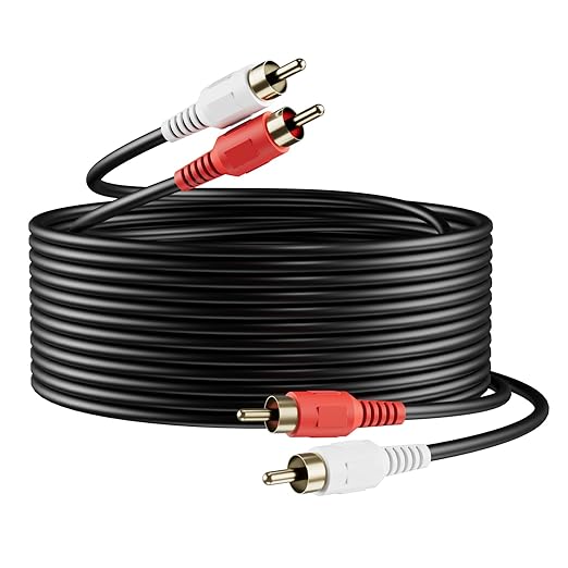 Sjorks RCA Cable 75ft, 2RCA Male to 2RCA Male, Audio Stereo Subwoofer Cable - Image 8