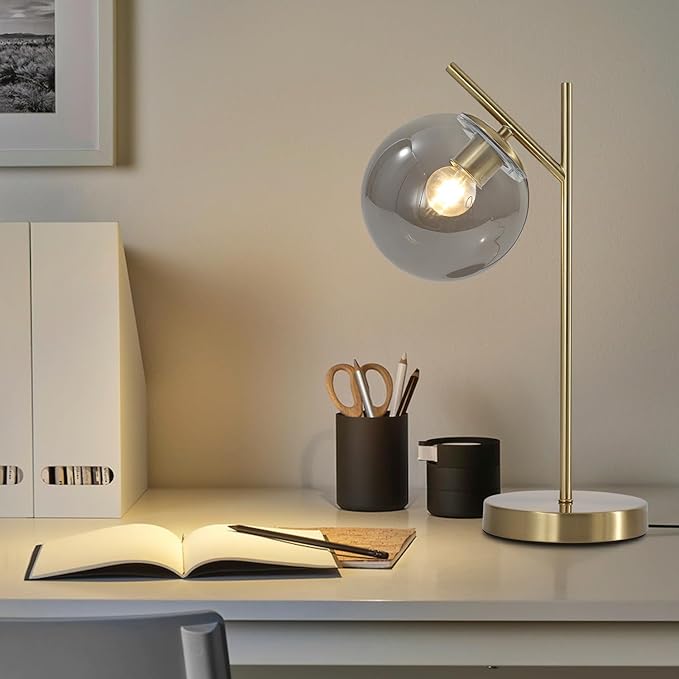 Mid Century Desk Lamp, Glass Globe Table Lamp - Image 5