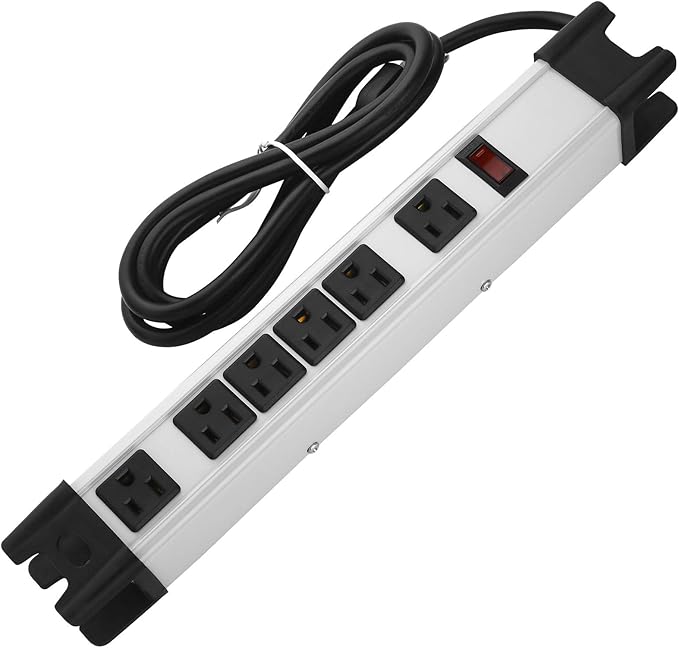 Heavy Duty Power Strip Surge Protector, 6 Outlet Industrial Metal Power Strip by CCCEI