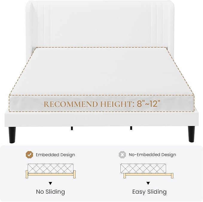SHA CERLIN King Size Velvet Upholstered Platform Bed Frame - Image 9