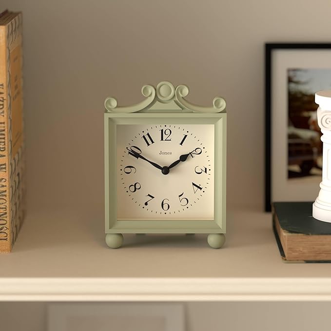 JONES CLOCKS® Parlour Mantel Clock | Classic Carriage Clock | Sage Green | - Image 3