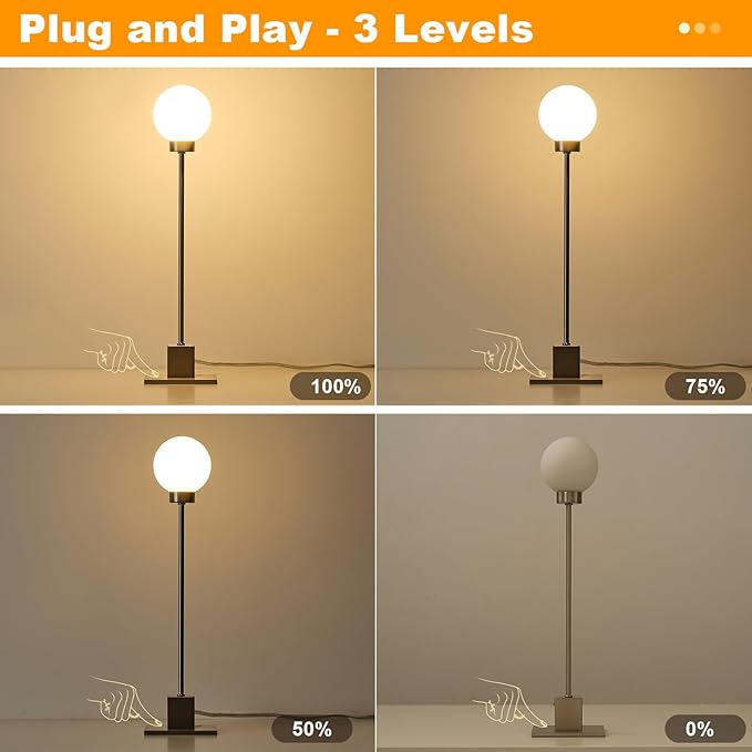 Small Lamps for Nightstand, 3-Way Control Bedside Desk Lighting, Satin Nickel - Image 4