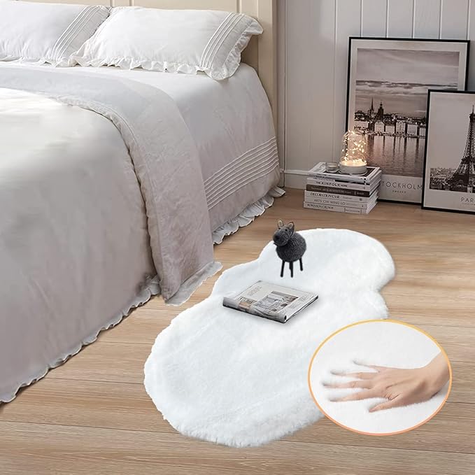 White Faux Rabbit Fluffy Fur Rugs - Image 2
