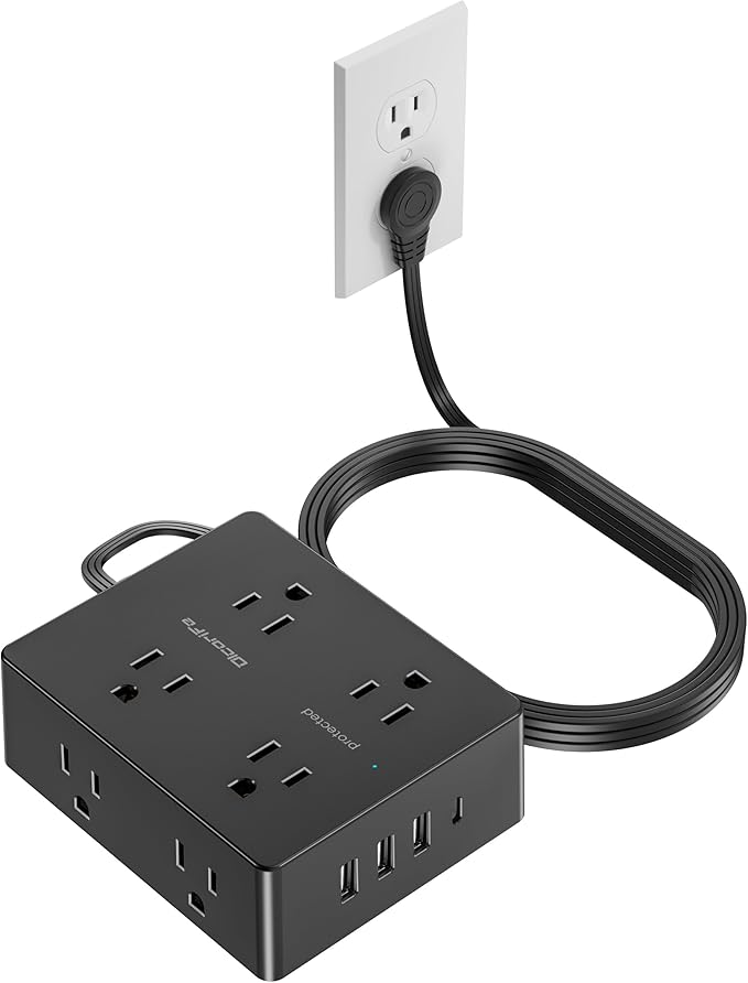 Surge Protector Power Strip, Olcorife 15ft Long Extension Cord by olcorife