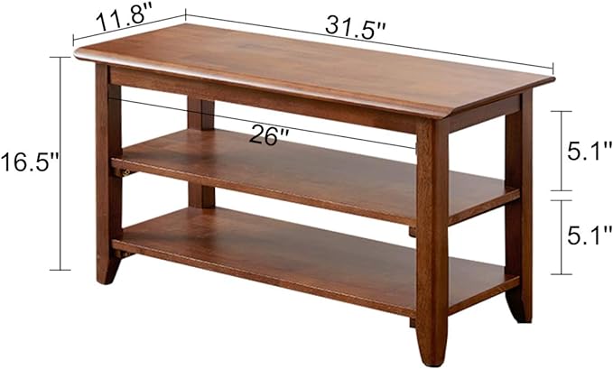 XKZG Storage Bench Wooden Shoe Rack Bench Rustic Solid Wood Entryway Bench - Image 2