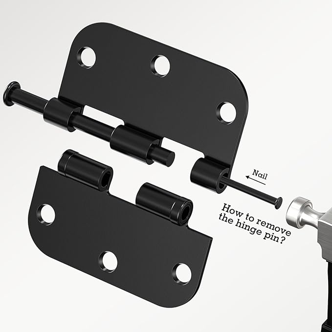18 Pack Ball Bearing Round Matte Black Door Hinges 3.5 Inch 5/8" Radius Anti - Image 5