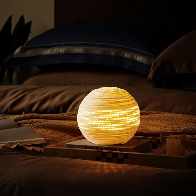 RONDURE 8.7" Modern Ceramic Table Lamp, Modern Bedside Lamps - Image 2
