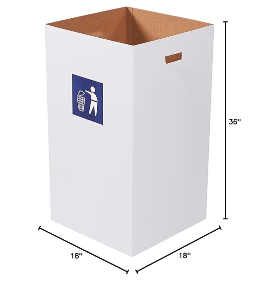 Box USA 50 Gallon 18" L x 18" W x 36" H 10-Pack Cardboard Trash Cans and - Image 7