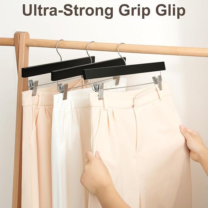 BAGAIL 20 Pack Wooden Pants Hangers - Image 4