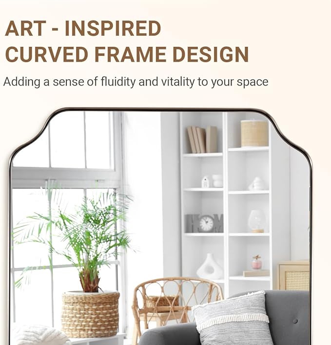 ANDY STAR 26x38 Inch Mirror for Bathroom, Brushed Nickel Scalloped Rectangle - Image 8