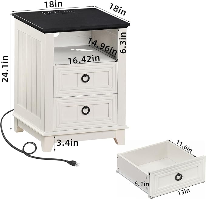 18" Farmhouse Night Stands Set of 2 - Image 3