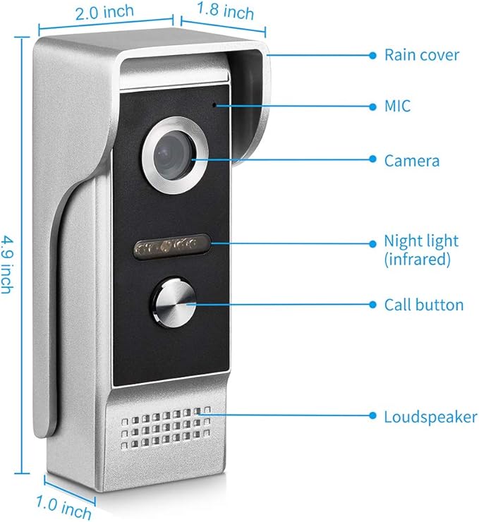 AMOCAM Video Door Phone System, 4.3 Inches Touch Monitor Wired Video Intercom - Image 6