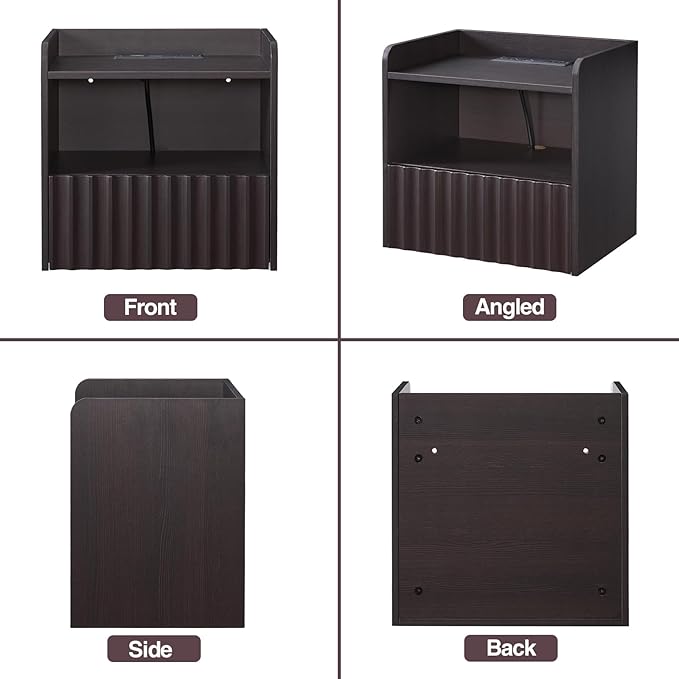 Modern Fluted Floating Nightstand Wall Mounted - Image 9