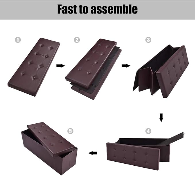 Giantex 45" Folding Storage Ottoman Bench, Storage Chest to Support 660lbs - Image 4