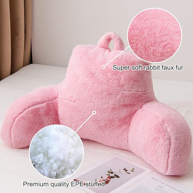 Holawakaka Standard Faux Fur Bed Rest Pillow - Image 5