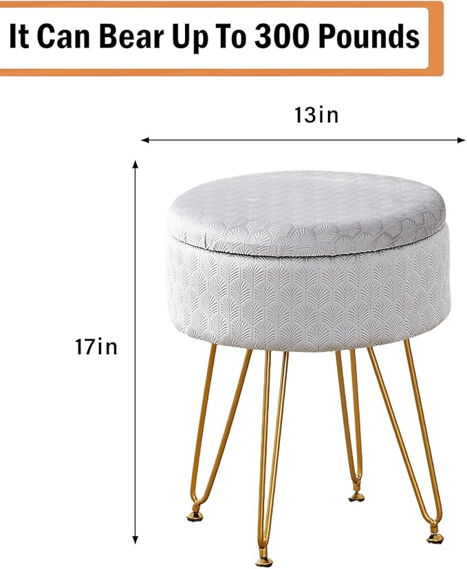 Cpintltr Modern Velvet Foot Rest Stool Upholstered Round Storage Ottomans - Image 3