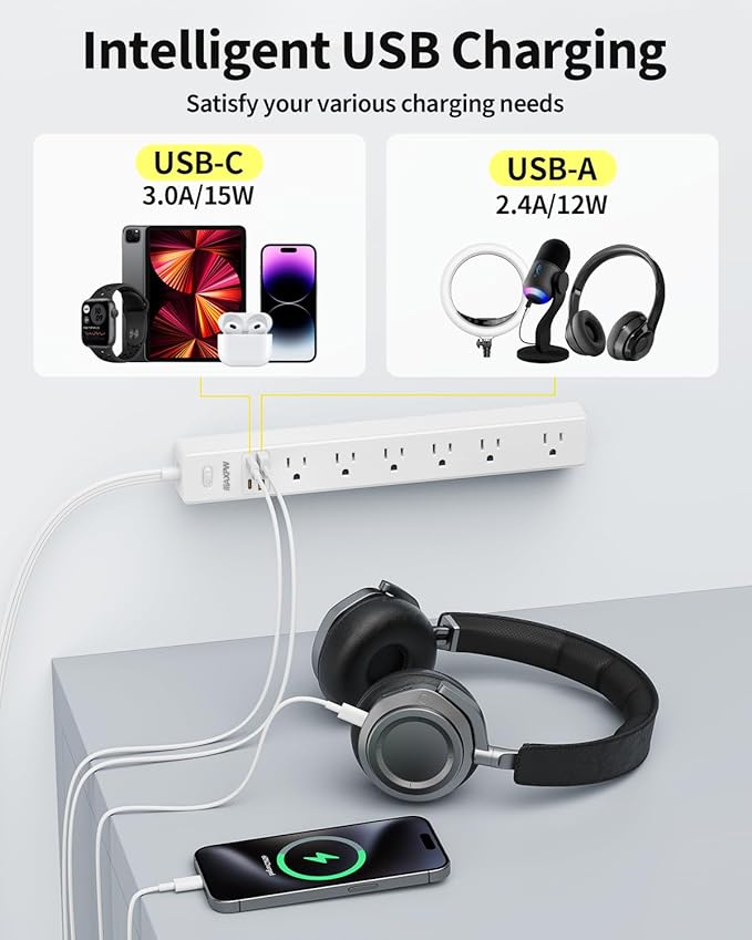 2 Pack Power Strip Surge Protector - Image 4