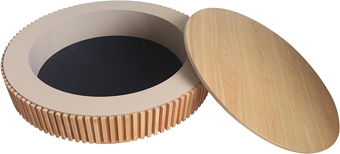 LKTART Round Coffee Table for Living Room, Accent Fluted Drum Coffee Table - Image 4