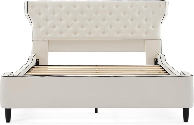 Christopher Knight Home Salus Linen Upholstered Queen Size Bed Frame - Image 8