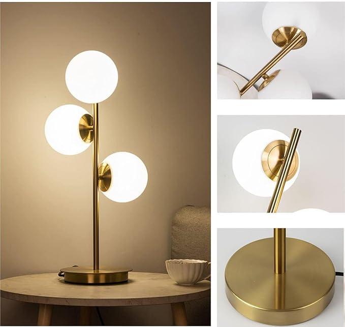 Modern Gold Globe Table Lamp Mid Century 3-Light Desk Lamp - Image 6
