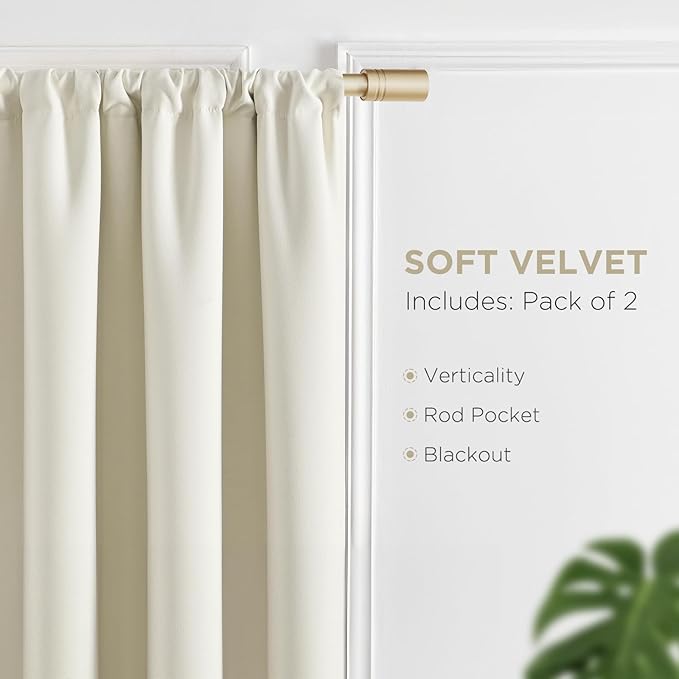 Joydeco White Velvet Curtains 96 Inches 2 Panels, Luxury Thermal Insulated Soft - Image 3