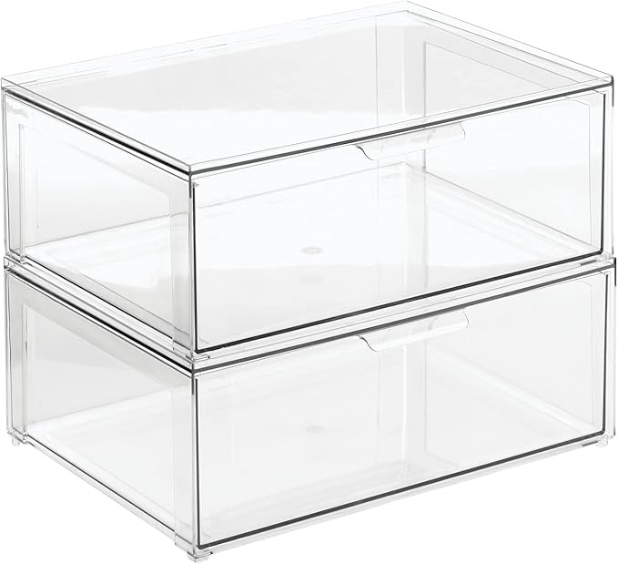 mDesign Plastic Stackable Closet Storage Organizer Bin Containers - Image 9