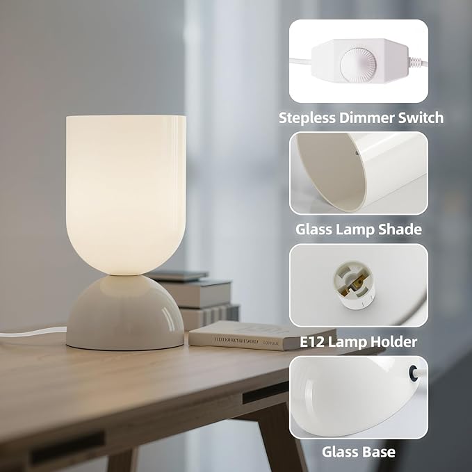 8.9" Modern Glass Table Lamp for Living Room, Dimmable Desk Lamps for Bedroom - Image 4