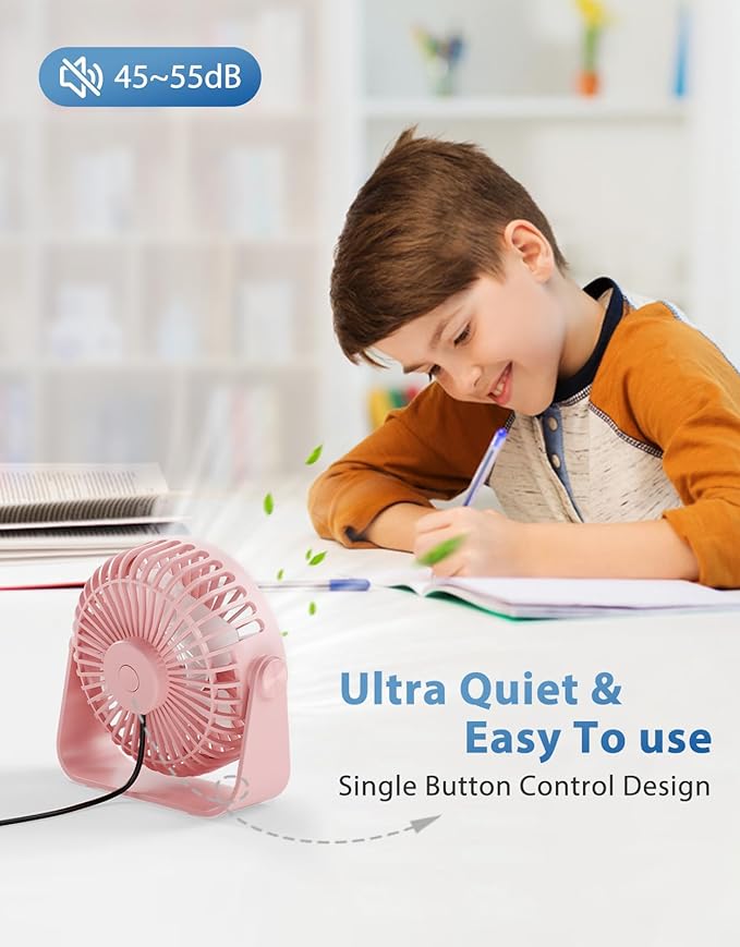 TriPole USB Desk Fan Portable Mini Fan Powerful 3 Speeds Wind Personal Desktop - Image 2